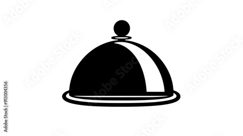 Vector of a cloche or serving dome, with lines indicating it being lifted, vector illustration art