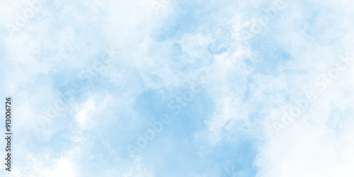 soft light blue abstract gradient sky watercolor background wallpaper with clouds, Hand painted abstract soft sky blue watercolor sky and clouds, Watercolor illustration art marble painting sky.