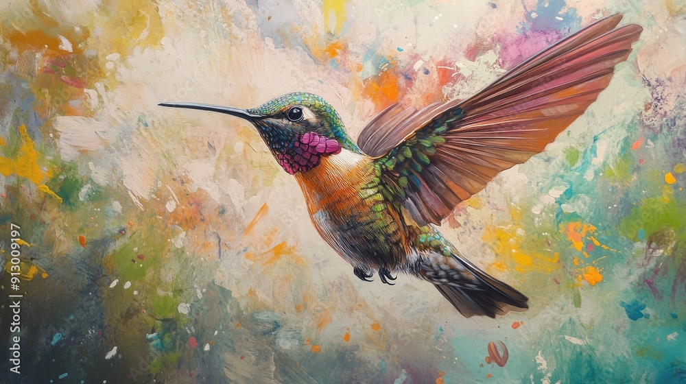 Detailed close-up of a hummingbird in mid-flight, focusing on its vibrant colors in Chile wild. Detailed close-up of a hummingbird in mid-flight, focusing on its vibrant colors in Chile wild.