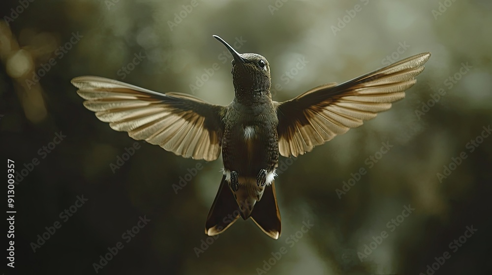 Obraz premium Detailed close-up of a hummingbird wings and body in flight, set in the wilds of Chile.