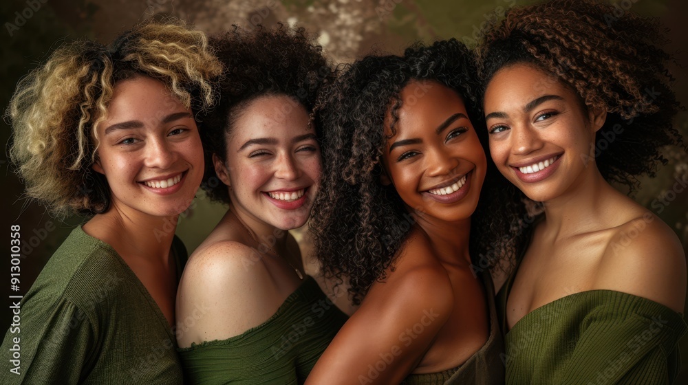 Fototapeta premium The smiling diverse friends