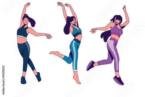 Flat-hand drawn dance fitness class