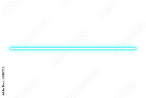 Blue neon line lighting isolated on transparent background 
