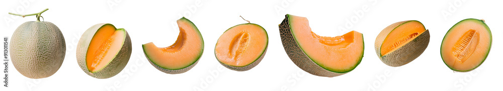 Assorted cantaloupe slices showcasing fresh orange flesh and green rind, perfect for healthy recipes and summer dishes. Assorted cantaloupe slices showcasing fresh orange flesh and green rind, perfect for healthy recipes and summer dishes.