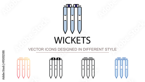 Wickets icon design with white background stock illustration