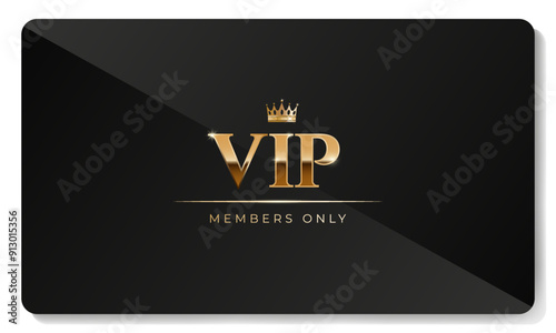 Premium VIP card  in black color with golden elements. Vector illustration