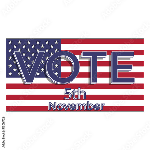 USA elections. Vote. American flag with word vote