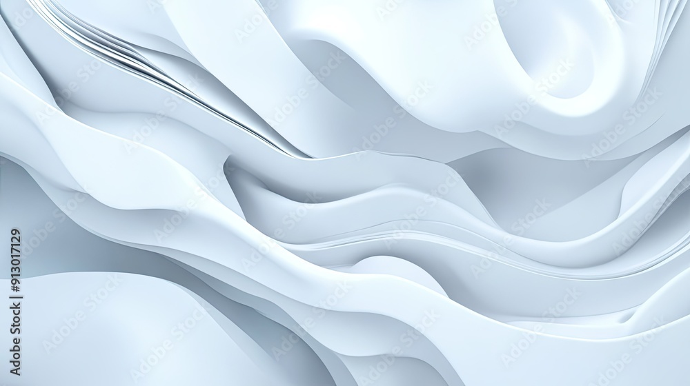 Obraz premium Light white background with flowing 3D liquid shapes, creating an abstract geometric design in vector illustration.