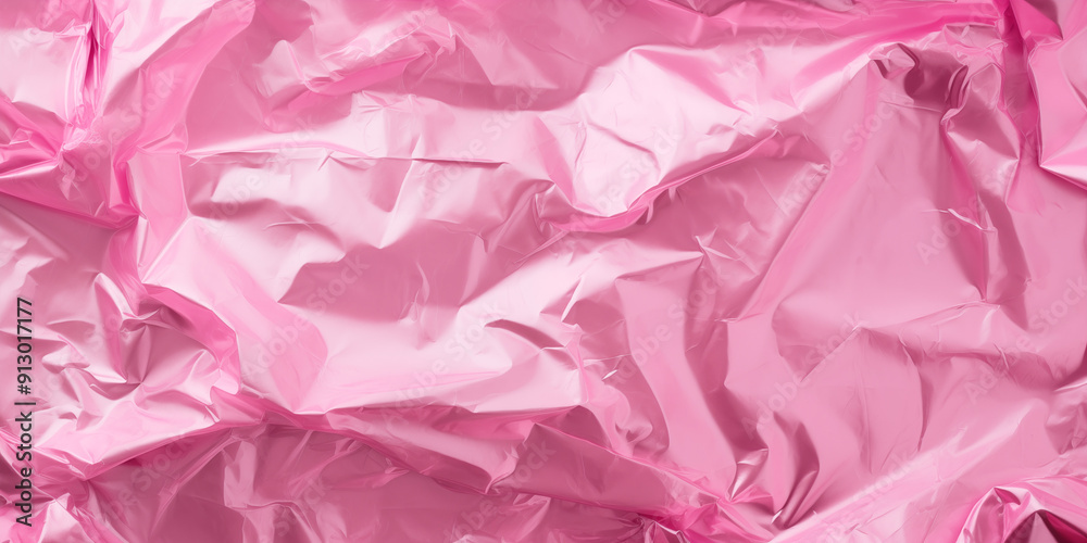 Pognieciona różowa folia plastikowa – abstrakcyjna tekstura