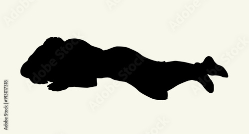 Vector drawing. Ancient sleeping man