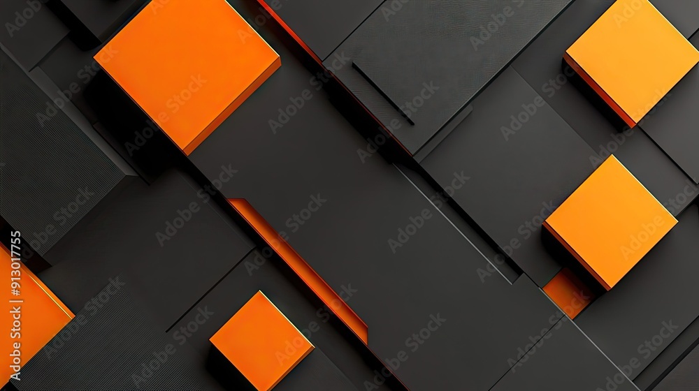 Modern abstract design with 3D geometric blocks on a sleek black background. - Modern abstract design with 3D geometric blocks on a sleek black background. -