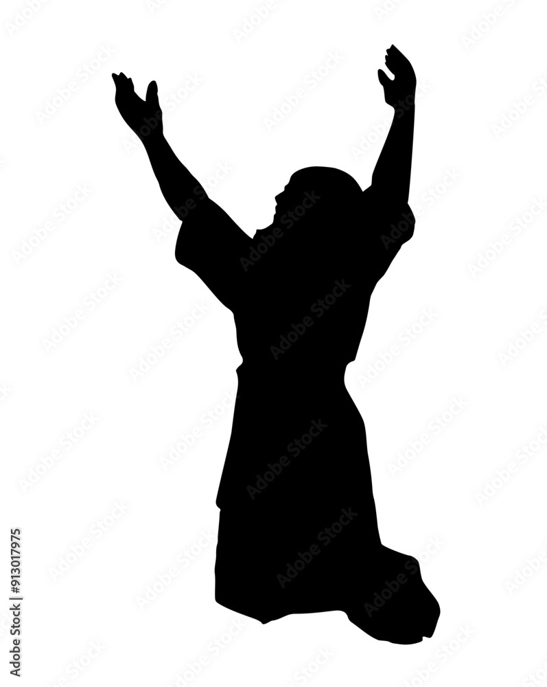 Praying man with his hands up. Vector drawing Praying man with his hands up. Vector drawing