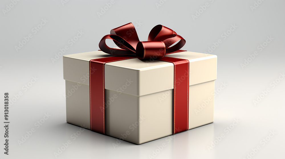 3d rendering of white gift box with ribbon. generative ai 3d rendering of white gift box with ribbon. generative ai
