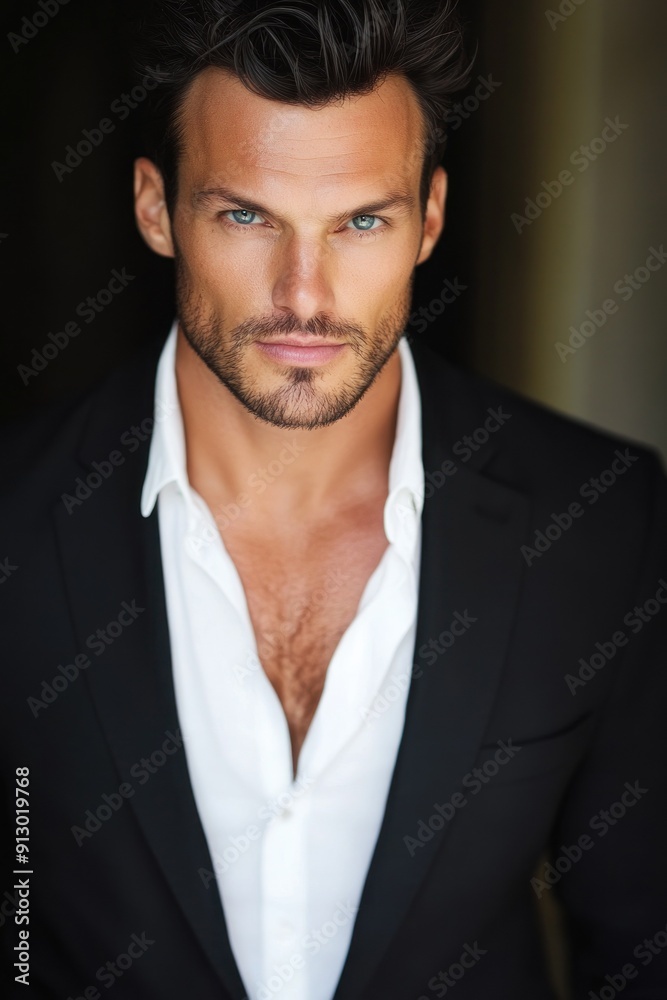 Elegant man with a commanding presence in a suit Elegant man with a commanding presence in a suit