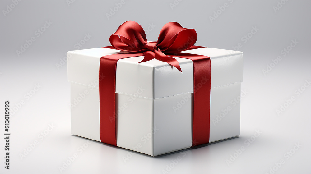 3d rendering of white gift box with ribbon. generative ai 3d rendering of white gift box with ribbon. generative ai