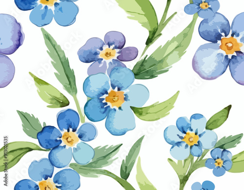 Forget me not flower. Watercolor illustration isolated on white background
