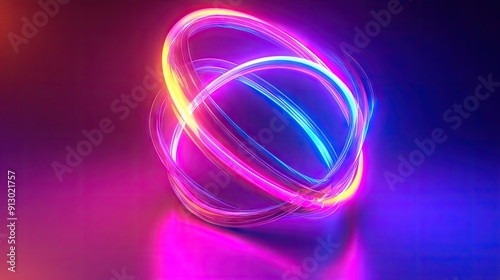 Ultraviolet glowing 3D shape with neon curves on a colorful background. Perfect for modern energy themes.