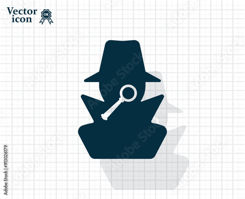 Vector dark color icon with shadow on light checkered background