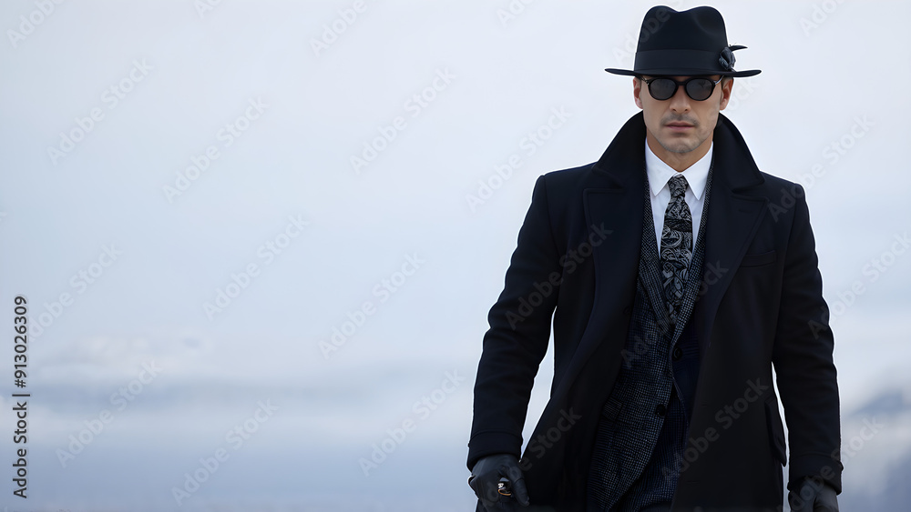 mysterious man wearing a overcoat full view mysterious man wearing a overcoat full view
