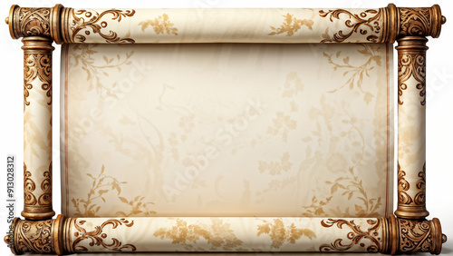 antique blank scrolls white background