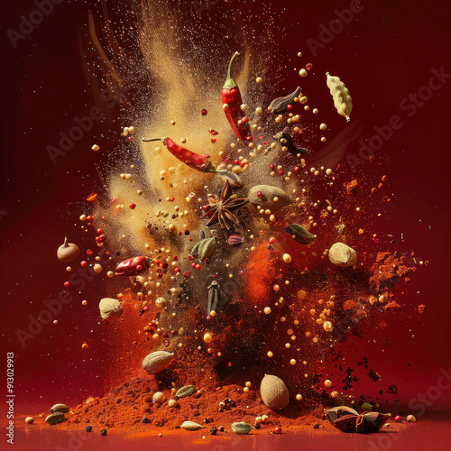 Fototapeta Naklejka Na Ścianę i Meble -  exploding spices in the air