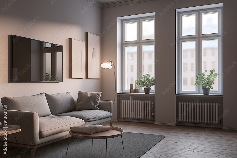 Fototapeta premium Scandinavian style living room interior