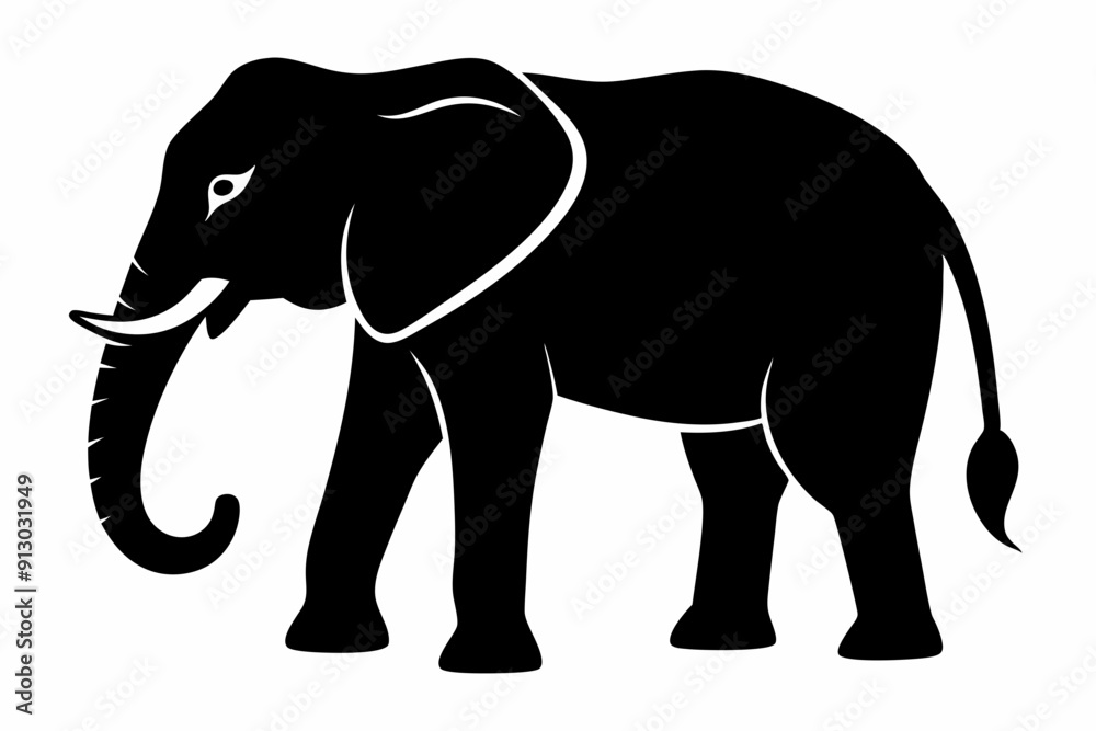 Elephant silhouette, isolated vector of wild animal
Elephant silhouette, isolated vector of wild animal