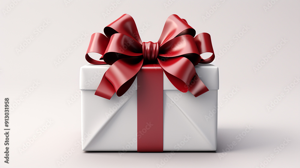 3d rendering of white gift box with ribbon. generative ai 3d rendering of white gift box with ribbon. generative ai
