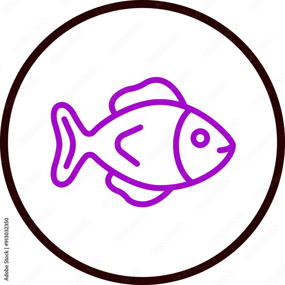 Fish Vector Line Purple Circle Black Fish Vector Line Purple Circle Black