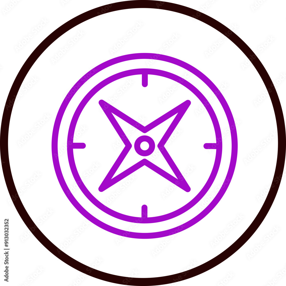 Compass Vector Line Purple Circle Black Compass Vector Line Purple Circle Black