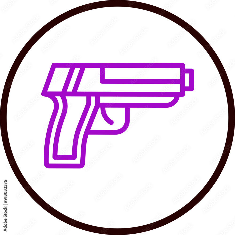 Gun Vector Line Purple Circle Black Gun Vector Line Purple Circle Black