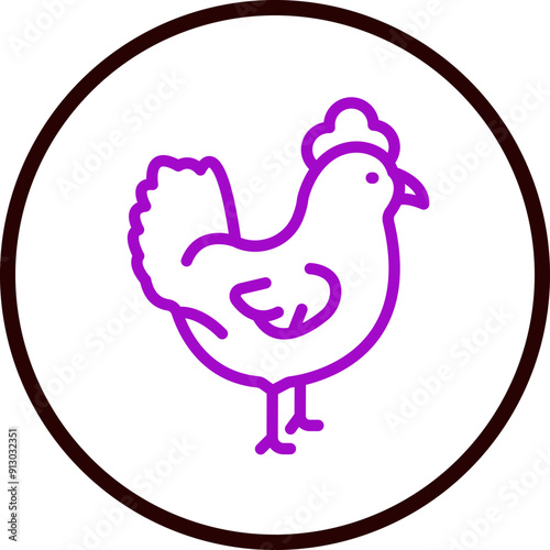 Chicken Vector Line Purple Circle Black