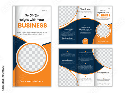  clean and new trifold business brochure template design. and vector art. flyers, leaflet, magazine, brochure page design