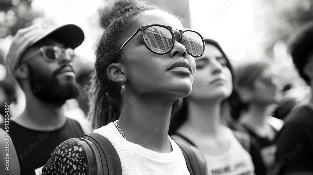 People of all races in a peace march, fairness, unity in activism Stock ...