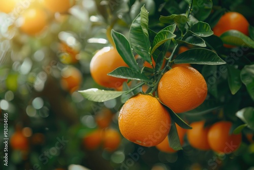 Fruit Tree. Citrous Garden with Organic Mandarin Oranges on Eco-Friendly Plant