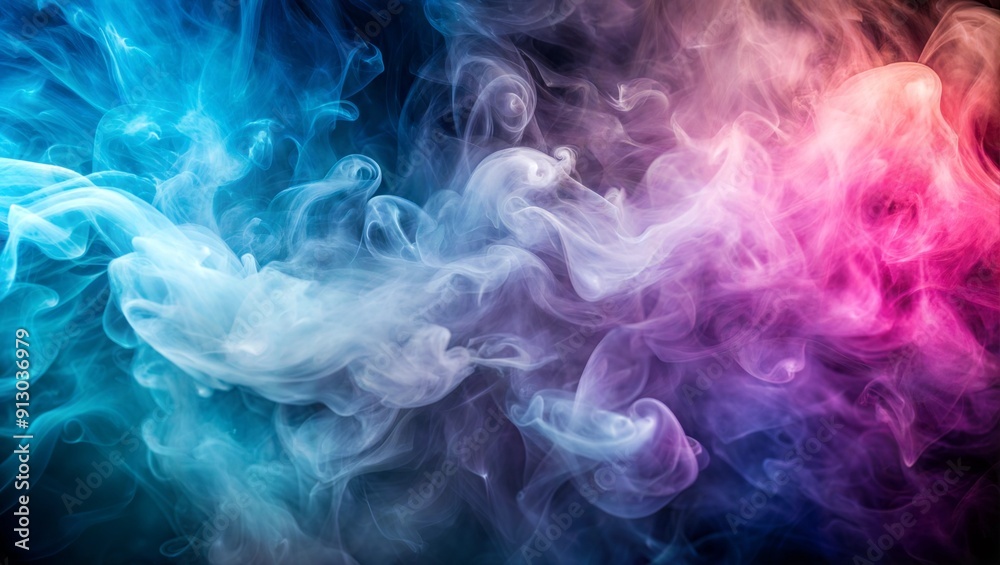 Ethereal Swirls of Colorful Smoke Rising Gently Against a Dark Background. Generative AI Ethereal Swirls of Colorful Smoke Rising Gently Against a Dark Background. Generative AI