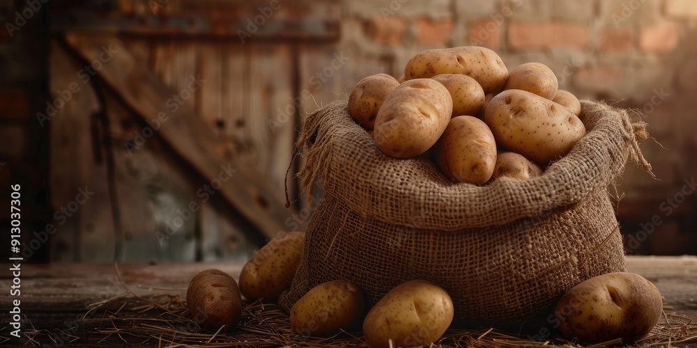 Advertising Potato Podium with Arpillera Sack Advertising Potato Podium with Arpillera Sack