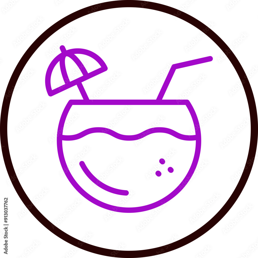 Coconut Drink Vector Line Purple Circle Black Coconut Drink Vector Line Purple Circle Black