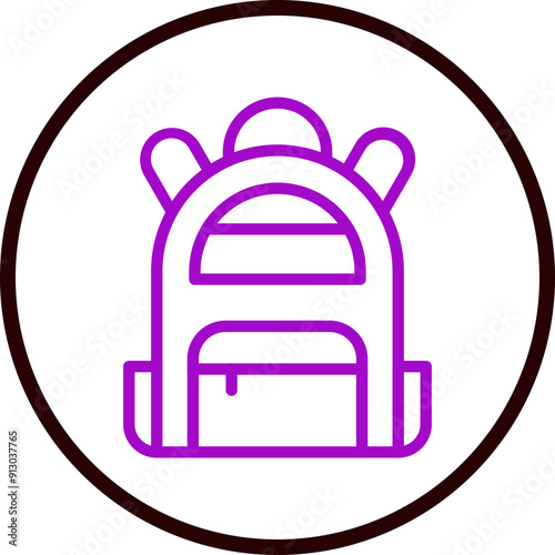 Bagpack Vector Line Purple Circle Black