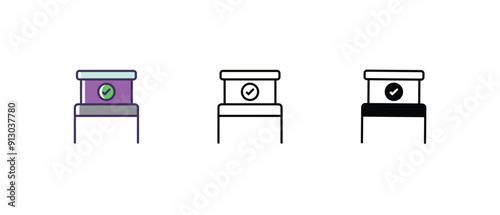 Voting Booth Icons set thin line and glyph vector icon illustration