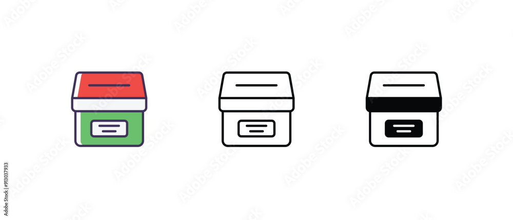Ballot Box Icons set thin line and glyph vector icon illustration Ballot Box Icons set thin line and glyph vector icon illustration