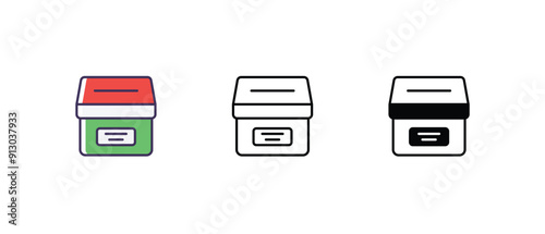  Ballot Box Icons set thin line and glyph vector icon illustration