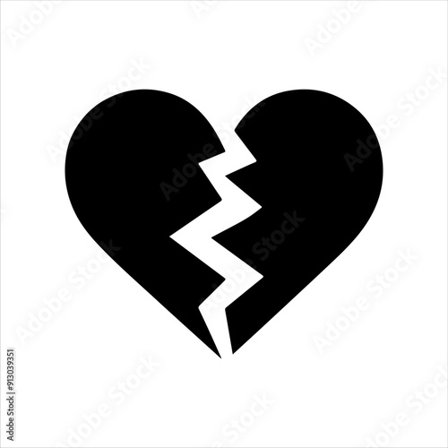 Black broken heart silhouette icon vector illustration design on white background.