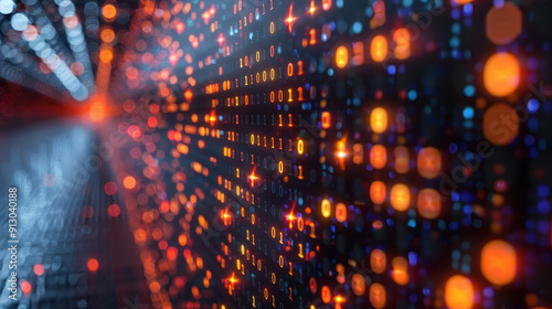 Wallpaper Mural Abstract Digital Software Development with Glowing Binary Code in Futuristic Night Setting, Data Streaming and Technology Driven Innovation Concept Torontodigital.ca