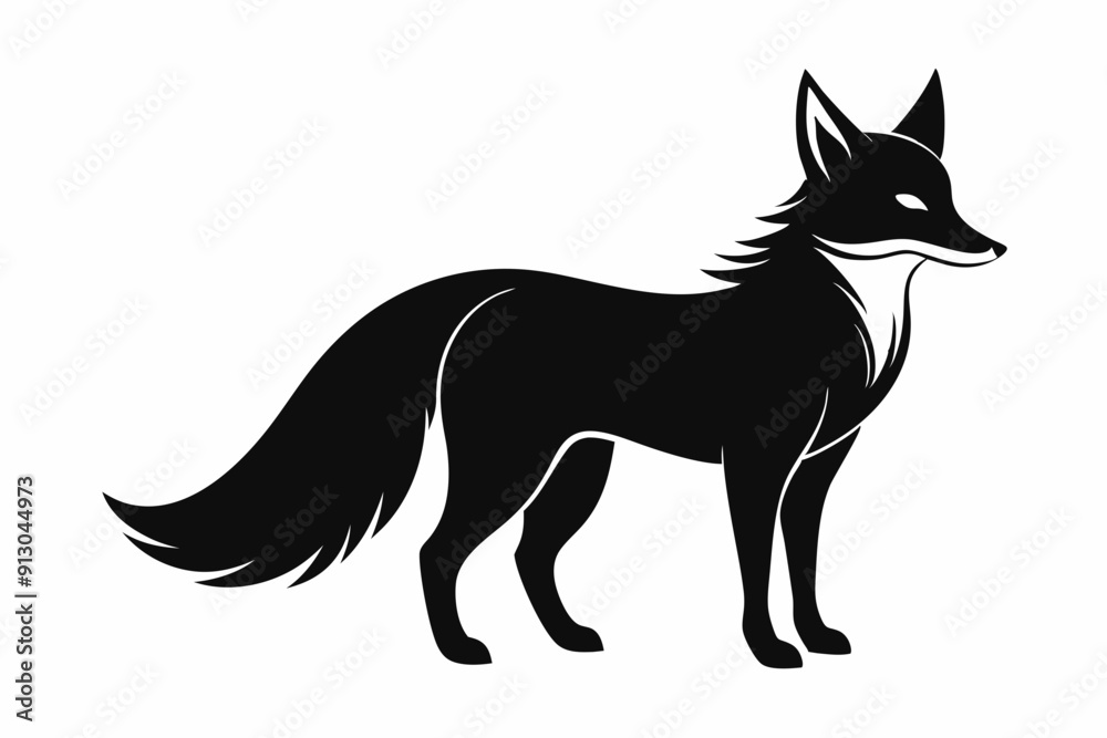 Fototapeta premium Fox line art silhouette vector