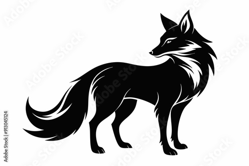 Fox line art silhouette vector