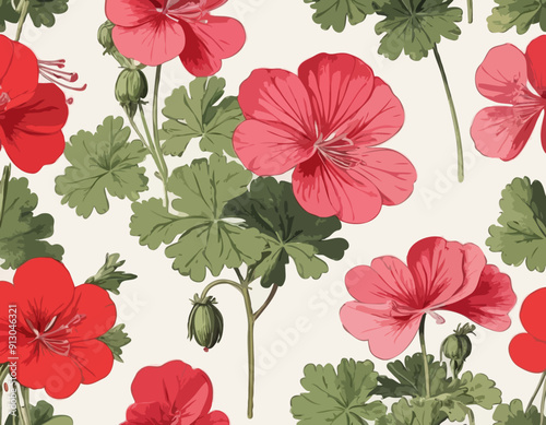Geranium | Redoute Flower Illustration
