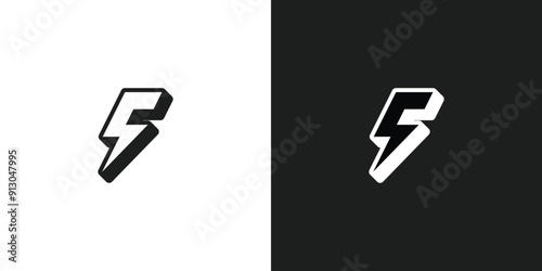 Letter F Flash lightning Logo Design Vector