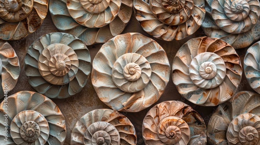 Nautilus shell highlighted in an abstract background, showing its iconic spiral. The shell's geometric design adds a unique touch to the wallpaper. Nautilus shell highlighted in an abstract background, showing its iconic spiral. The shell's geometric design adds a unique touch to the wallpaper.