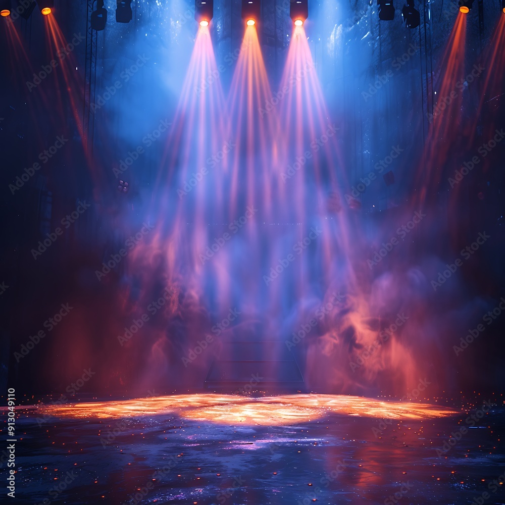 Fototapeta premium Free stage with lights, lighting devices. 
